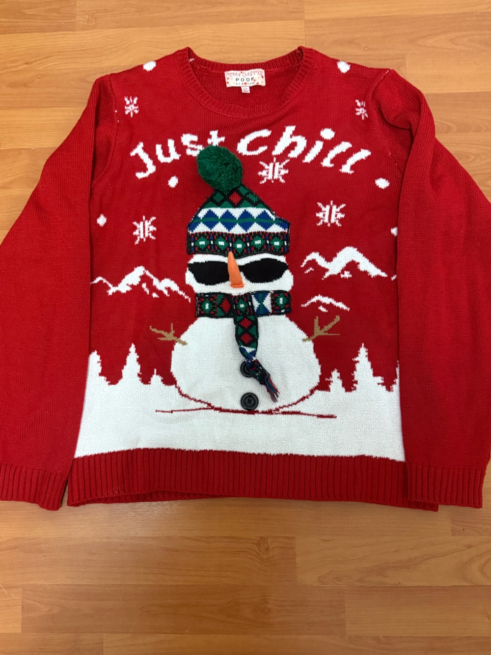 Men's Red Crewneck Holiday Snowman Sweater - Just Chill